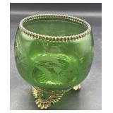 EAPG Green  footed dish 4.5' tall