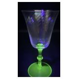 Tiffin Franciscan Stem Cordial uranium glass