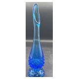 Fenton blue hobnail bud vase