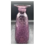 MCM large 8' hand blown crackle glass vase
