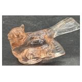 Art glass, small pink bird