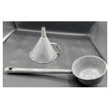 antique granite war, ladle, and funnel