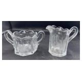 EAPG etched cream and sugar