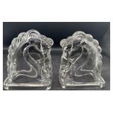 Art Deco Federal Glass horse bookends