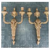 Early heavy brass wall candle holders