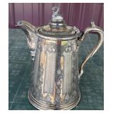 Huge antique ordinate, coffee pot Swan lid 12'