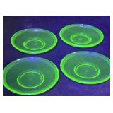 Uraninum glass 2.5 inch w Agate small saucers