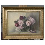 Antique painting on canvas signed J.G in original
