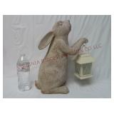 Bunny Rabbit w Flameless Lantern ~ 15" tall
