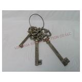 Large Decorative Metal Keys on Ring