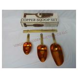 Copper Scoop Set w Brass Hanging Rack