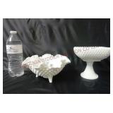 Vintage Milk Glass Footed Bowl & Compote