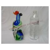 Murano Style Art Glass Parrot Bird ~ 8" tall