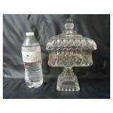 Vintage Glass Wedding Bowl / Box w Lid ~ 9.5" tall