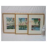 Asian Framed Art ~ Set of 3 ~ 12.25"x15.75"
