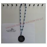 Geode Slice Medallion Beaded Necklace