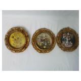 Vintage Made in Hong Kong Floral Wall Plaques ~ 5"