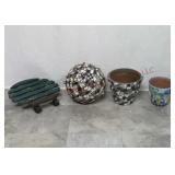 Plant Roller, Mosaic Gazing Ball & Flower Pots