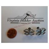 Beau Sterling Dogwood Flower Screw Back Earrings