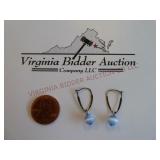 Blue Bead Earrings ~ Marked 925 ~ Sterling Silver