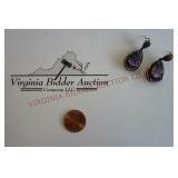 Purple Dangle Earrings ~ Marked Sterling & 925