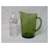 Mid Century Green Glass Beverage Pitcher