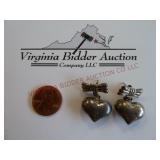 Bow & Heart Earrings ~ Marked 925 ~ Sterling