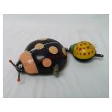 1950s TPS Tin Litho Lady Bug w Baby Wind-Up Toy