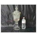Indiana Glass Diamond Point Footed Urn w Lid
