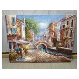 Signed 48"x36" Oil Painting on Canvas ~ Italy
