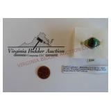Malachite Hebei Peridot Ring in Plat Bond Brass