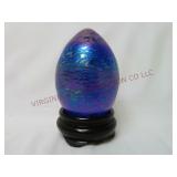 Iridescent Art Glass Egg w Stand