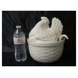 Hen on Nest Soup Tureen w Ladle ~ 10" Tall
