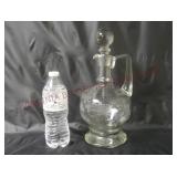Vintage Frosted Glass Decanter w Ground Glass Stop