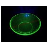 Green Uranium Glass Bowl ~ 5.5" Rim
