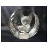 Zajecar Crystal Kitten w/ Yarn Paperweight