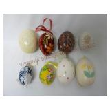 Hand Painted Eggs ~ (7) Wood & (1) Porcelain