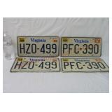 1990s Virginia License Plates ~ 2 Sets