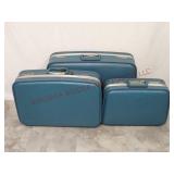 Vintage Clamshell Suitcases w Key ~ Set of 3