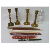 Brass Candlesticks & Taper Candles