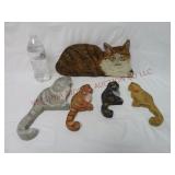Hand Painted Wooden Cat Shelf Sitters