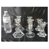 Crystal Glass Candlesticks / Taper Candle Holders
