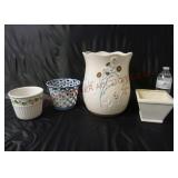 Ceramic Trash Can & Flower Pots / Planters