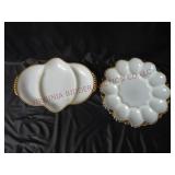 Milk Glass Divided Dish & Deviled Egg Server