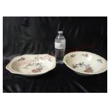 Vintage Harker 1840 Serving Bowls w Bird Design