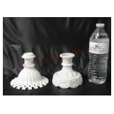 Westmoreland Glass Lattice & Irridized Candlestick