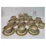 Potterscraft Sugar, Creamer, Saucers & Cups