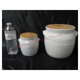 Storage Crock Jars / Canisters w Cork Lids ~ 2