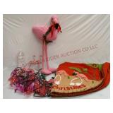 Flamingo Christmas Tree Skirt, Lights & Plush