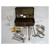 13" Metal Box & Contents ~ Wrenches, Nails & More!